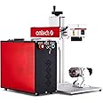 OMTech 60W Fiber Laser Engraver, MOPA Laser Engraving Machine for High Contrast Color Metal Marking, Solid State Laser Etching Machine with 100,000 hr JPT Source 7x7 Inch Work Area, Rotary Axis