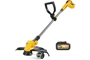 IMOUMLIVE 15" Weed Wacker Cordless & Edge Trimmer 2-in-1, 4.0Ah Battery Included, 6lbs, Electric Weed Eater, Edger String Grass Trimmer, W/Wheels, Brushless Motor, Auto-feed Tech for Yard Garden Lawn, 21V