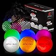 BattlePulse 300-hr Lighting Time Glow in The Dark Golf Balls with Mesh Bag | Water Resistant Glow Golf Balls | 6 pc Light Up Golf Balls | LED Light Glow Balls | Glow in The Dark Ball | 3-Layer Design