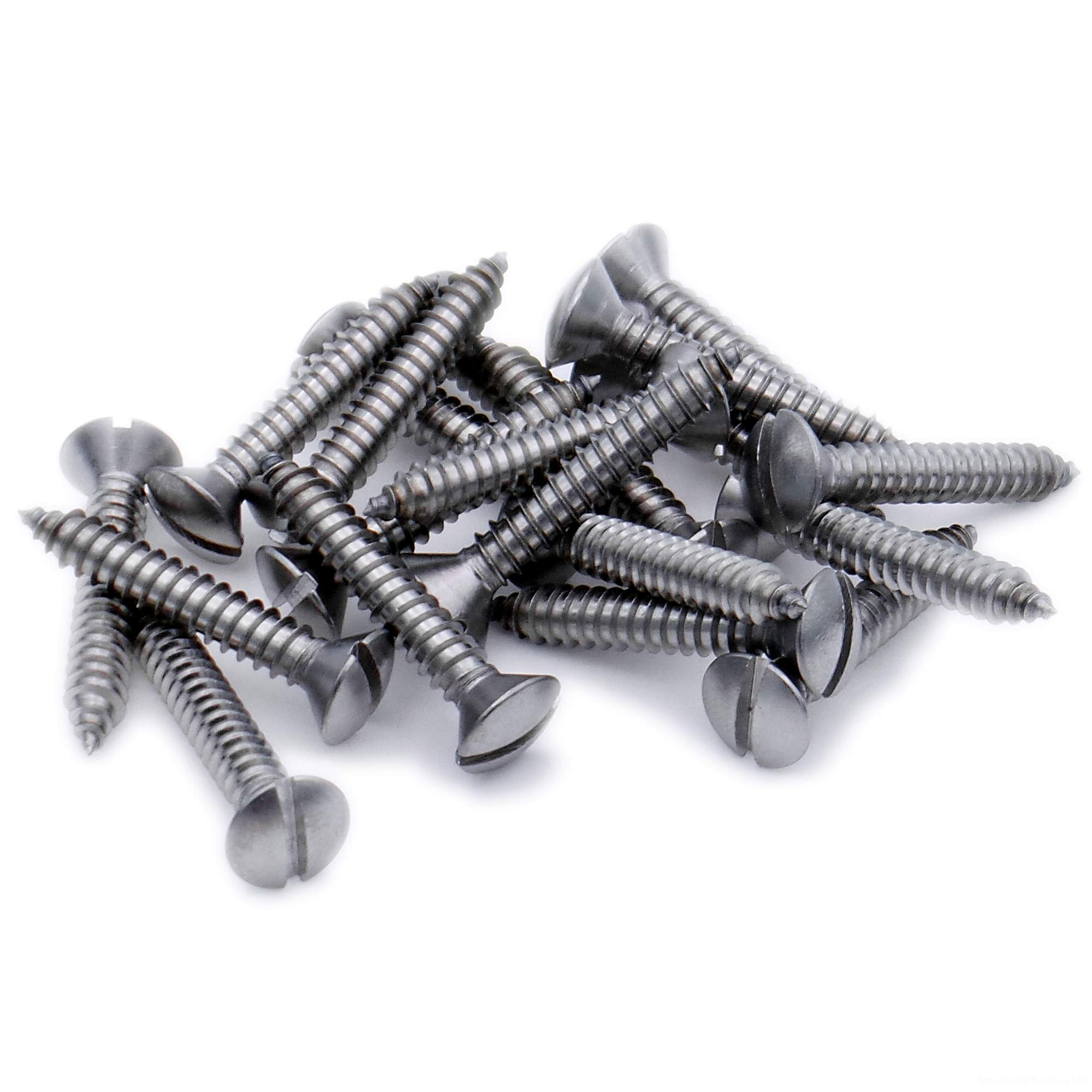 No.7 x 0.5 (3.9mm x 13mm) Slot Raised Countersunk Self-Tapping Screw - Stainless Steel (A2) (Pack of 20)