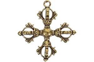 Zerodeko Brass Vajra Pendant Mystic Pestle Religious Ornament for Keychain Necklace Hanging Decor