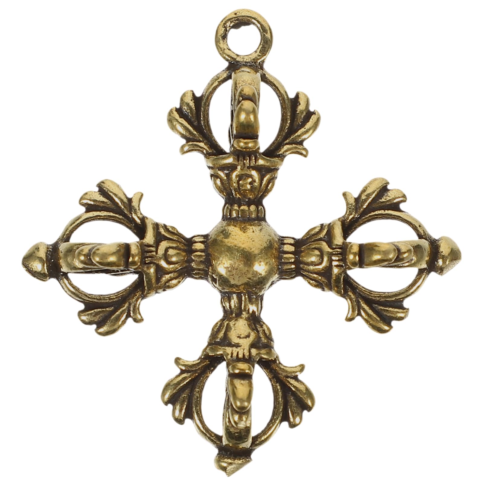 Gatuida Buddhism Vajra Phurba: 1.6in Vajra Pestle Cross Amulet Brass Dorje Vajra Pestle Buddhist Copper Dorje Statue for Crafts Retro Decor Ornament