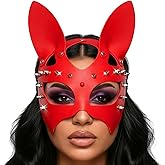 CLOACE Black Leather Masks Rivet Masquerade Party Cat Mask Party PU Eye Covers Halloween Costume Eye Accessory