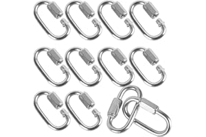 24 Packs Quick Link M5 5mm Stainless Steel Chain Connector by KINJOEK, Heavy Duty D Shape Locking Looks for Hammock, Camping and Outdoor Equipment, Max. Load 648 Lb