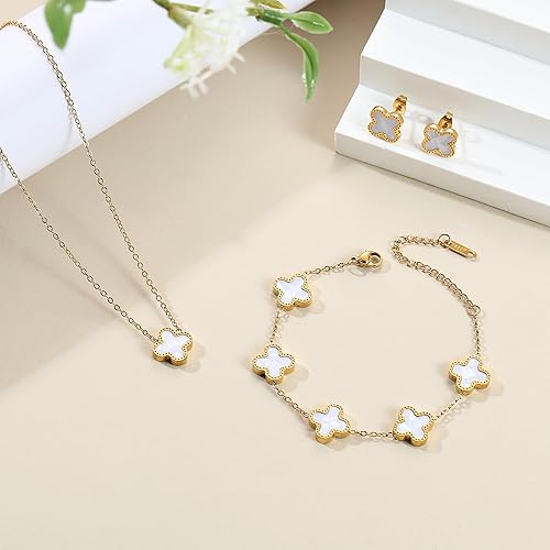 TICVRSS Van Cleef Lucky Clover Sets,18K Gold Plated Four Leaf