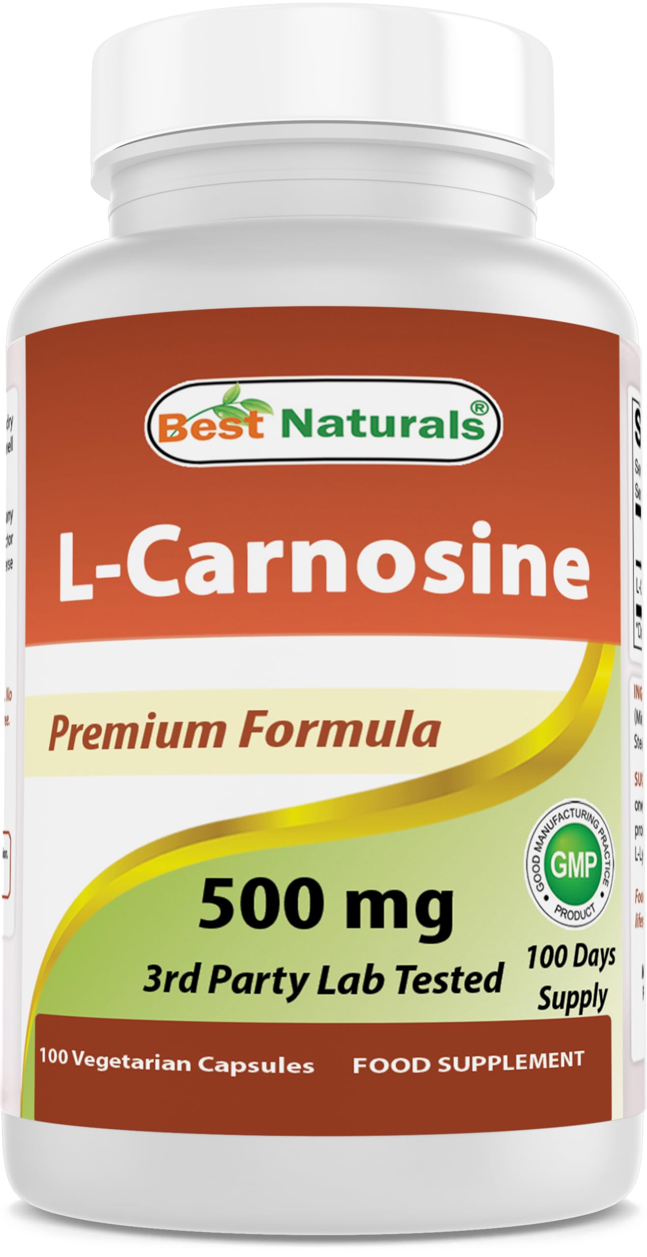 Best Naturals L-Carnosine 500 mg 100 Vcaps (100 Count (Pack of 1))