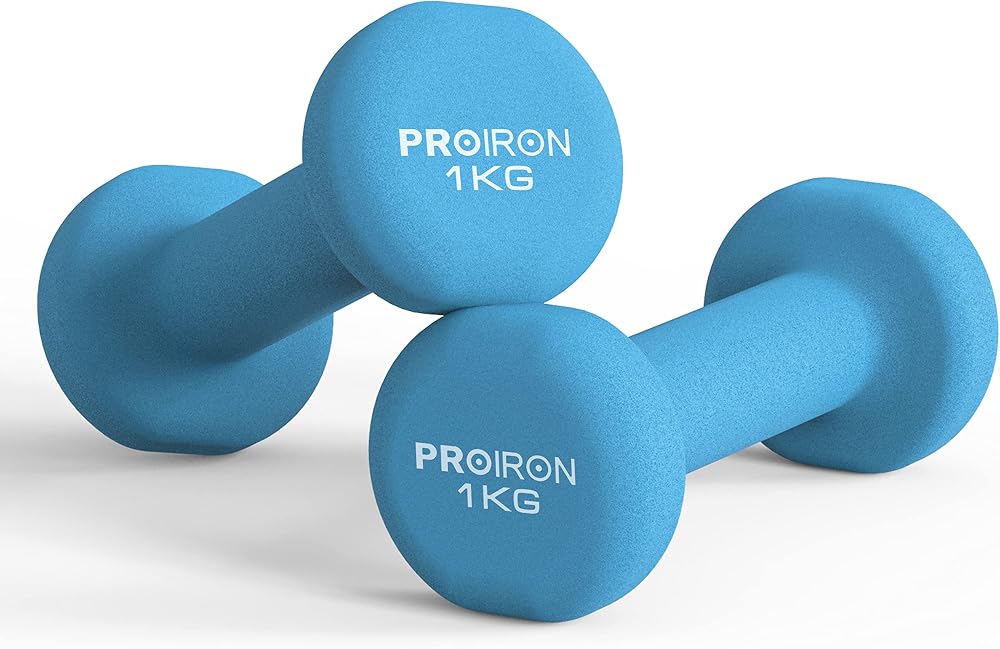 PROIRON Neoprene Dumbbell Weights Pair 1kg 2x1kg Light Blue
