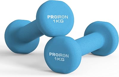 PROIRON Neoprene Dumbbell Weights Pair 1kg 2x1kg Light Blue