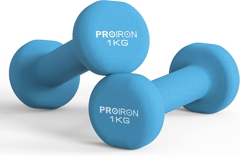 PROIRON Neoprene Dumbbell Weights Pair 1kg 2x1kg Light Blue