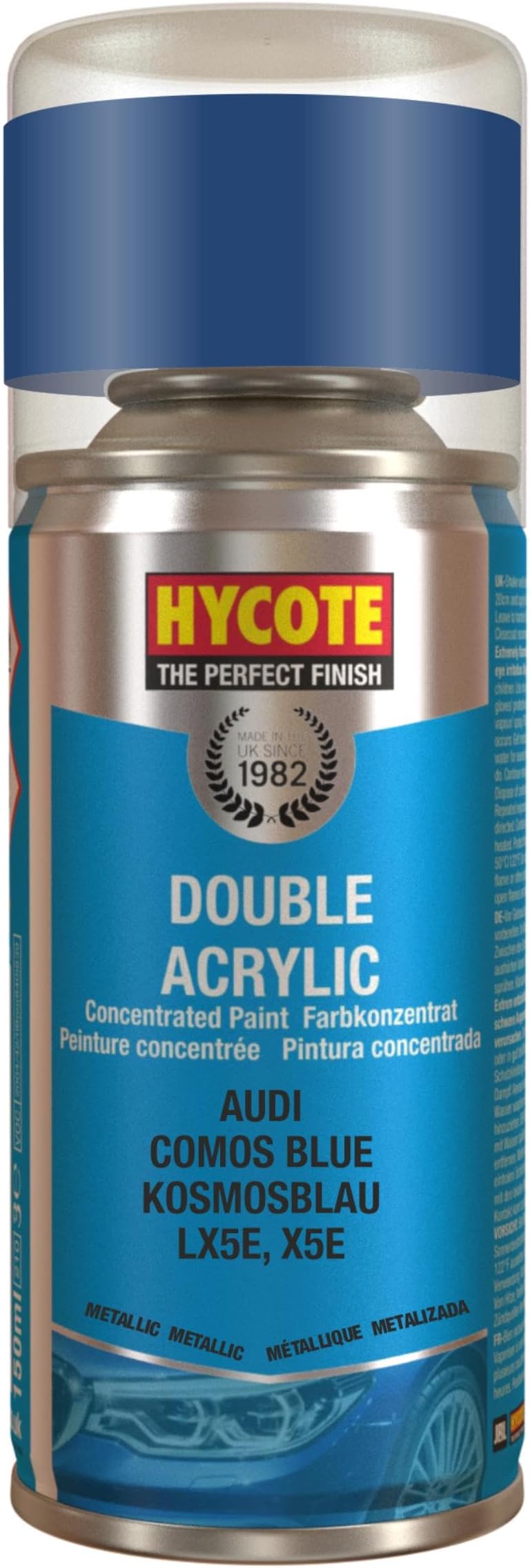 Hycote Double Acrylic Aerosol Car Spray Paint Audi Cosmos Blue 150ml Touch Up