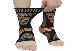 DRNAIETY Copper Ankle Brace for Men & Women - (1 Pair) Ankle Compression Sleeve, Compression Support for Plantar Fasciitis, Achilles Tendonitis, Foot Pain, Neuropathy, Swelling - Ideal for Everyday Use (L)