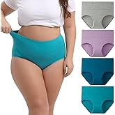 INNERSY Women's Plus Size XL-6XL Cotton Underwear High Waisted Briefs Panties 4-Pack