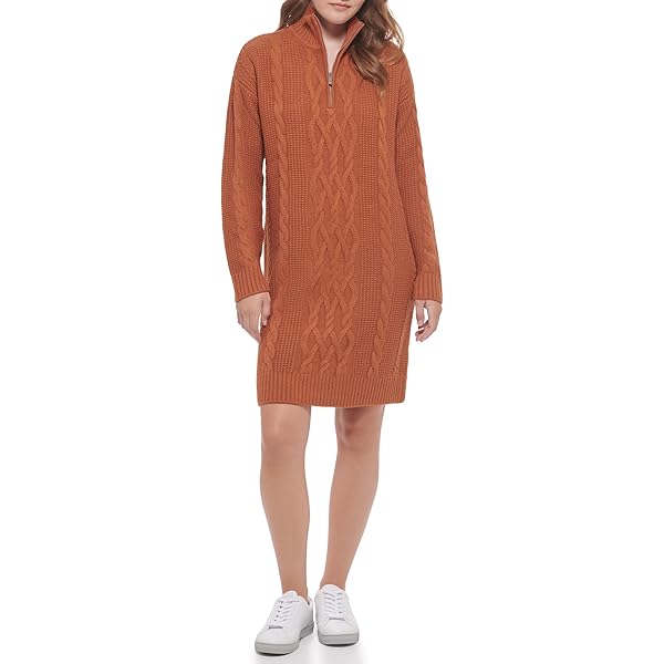 Calvin Klein Women's 3/4 Sleeves Sweater Dress, Black/Cream 185, Large at  Amazon Women's Clothing store