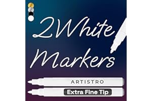 ARTISTRO – Lot de 2 marqueurs de peinture acrylique blanche, pointe extra fine de 0,7 mm, parfaits pour les travaux manuels, 