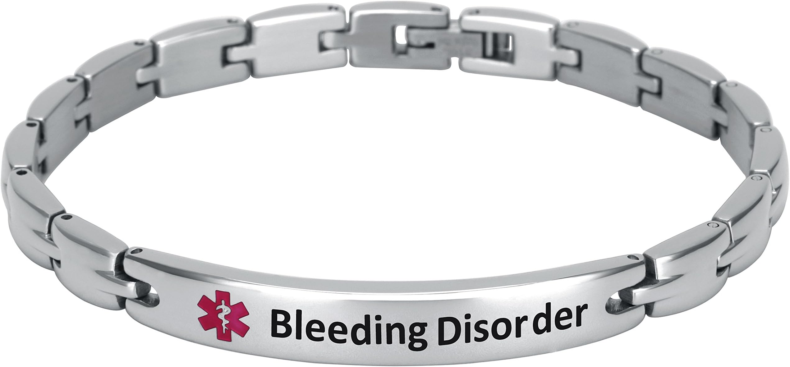 Elegant Surgical Grade Steel Medical Alert ID Bracelet (Women's, Bleeding Disorder)