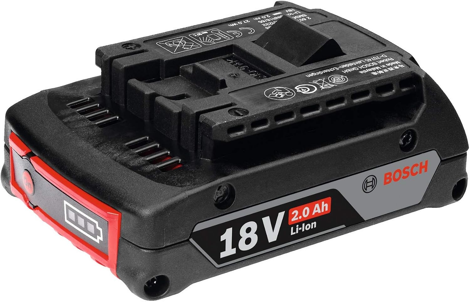 Bosch Professional 18V System GBA 18V 2.0Ah Rechargable Battery, Black, 2.0 Ah