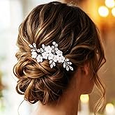GORAIS Bride Wedding Flower Hair Comb Silver Rhinestone Bridal Hair Accessories Hair Clip for Women and Girls (Silver)