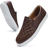 VOCNTVY Womens Loafers Comfort Casual Quilted Leather Slip On Sneakers