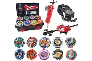 ASVEXKW Bey Battling Tops Box Set for Kids, Burst Gyro Blade Toys 10 Spinning Tops + 2 Two-Way Launcher with Portable Box, Gift for Kids Children Boys