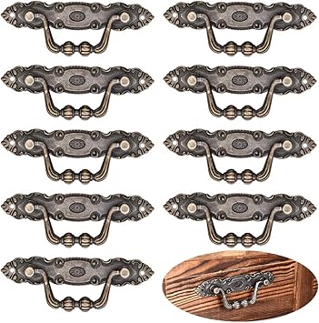 Ycsj 10 Pieces Antique Bronze Drawer Pulls Decoration Cabinet Hardware For Vintage Drawer Box Case Carpenter Repair Furniture Wardrobe Medicine Pull Handle And 20 Pieces Screws Amazon Com