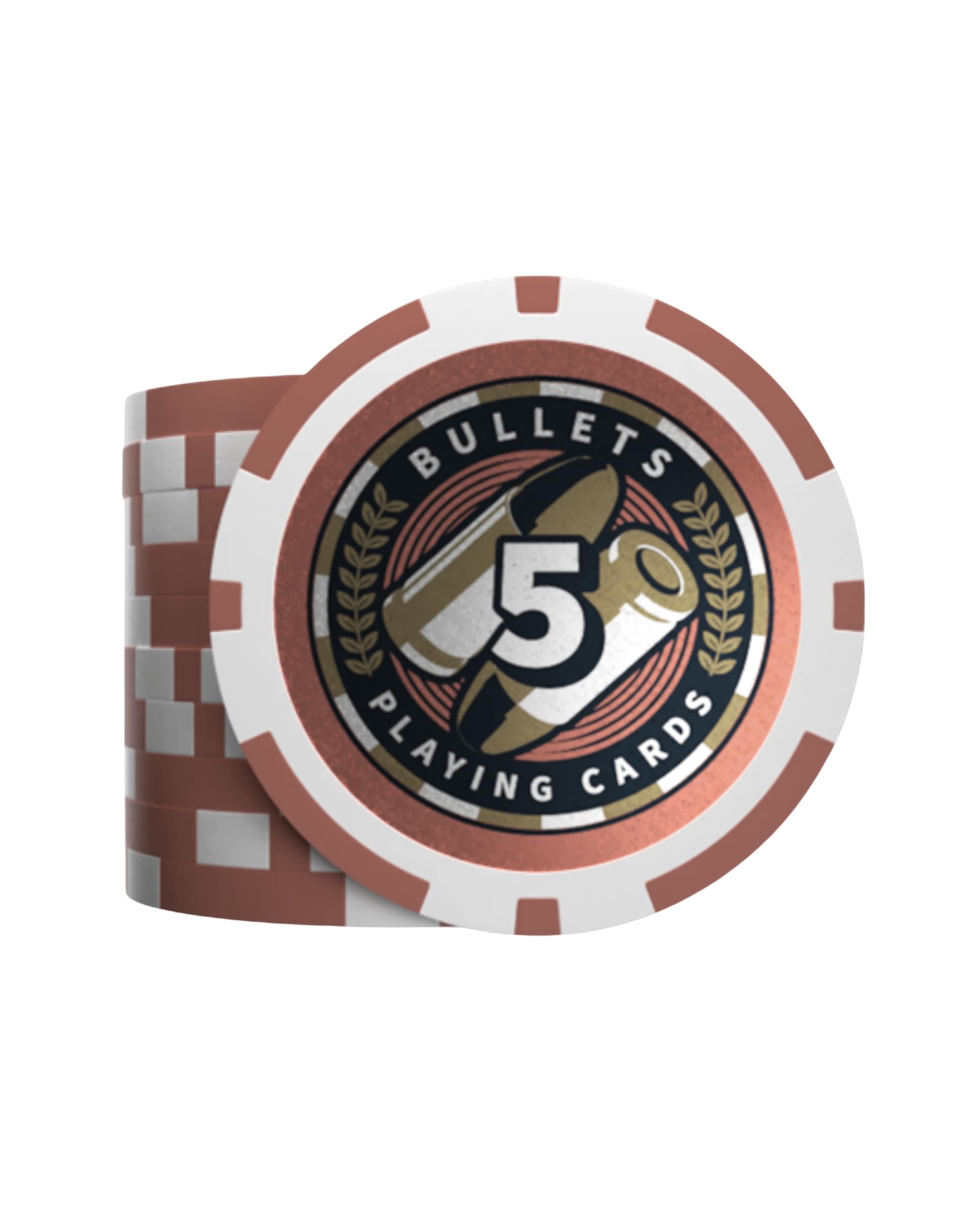 Bullets Playing Cards, Plastic Poker Chips, Christopher with Values, Pack of 25, Red, Value 5