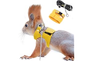 ADNIKIA Squirrel Traction Rope Strap Anti-Biting Chain Rope, Adjustable Vest, Small Animal Walking Harness with Lead Leash, Hamster Gerbil Rat Mouse Ferret Chinchilla Small Animal Walking Leash