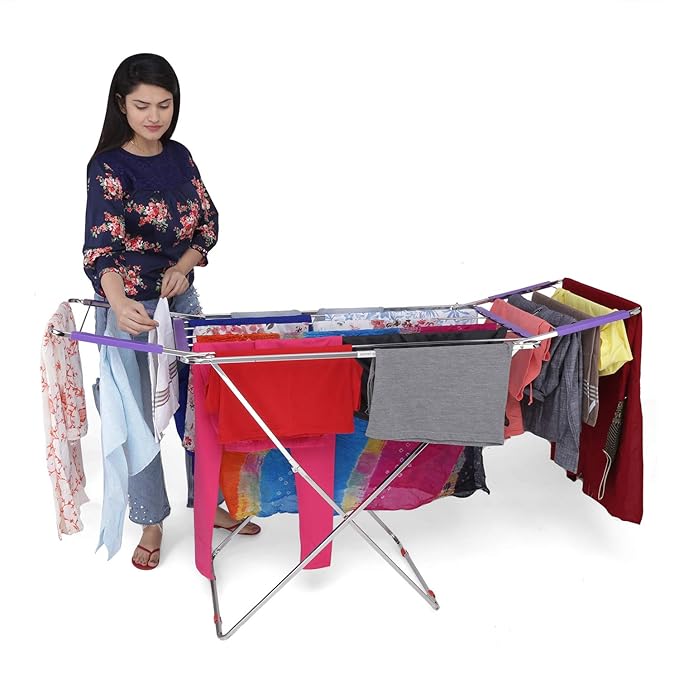 LiMETRO STEEL Stainless Steel Foldable Clothes Stand for Drying Clothes Cloth Drying Stand