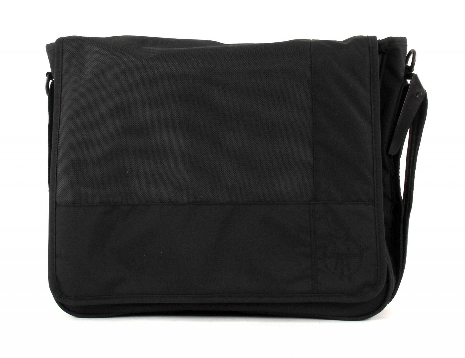 Lassig Casual Messenger Diaper Bag includes matching Bottle Holder, Changing Mat and Stroller Hooks, Patchwork Black
