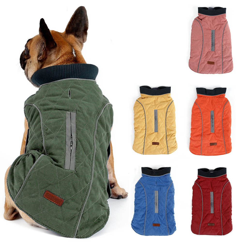 TFENG Reflective Dog Jacket, Dog Coat Warm Padded Puffer Vest Puppy Jacket with Fleece, Green M