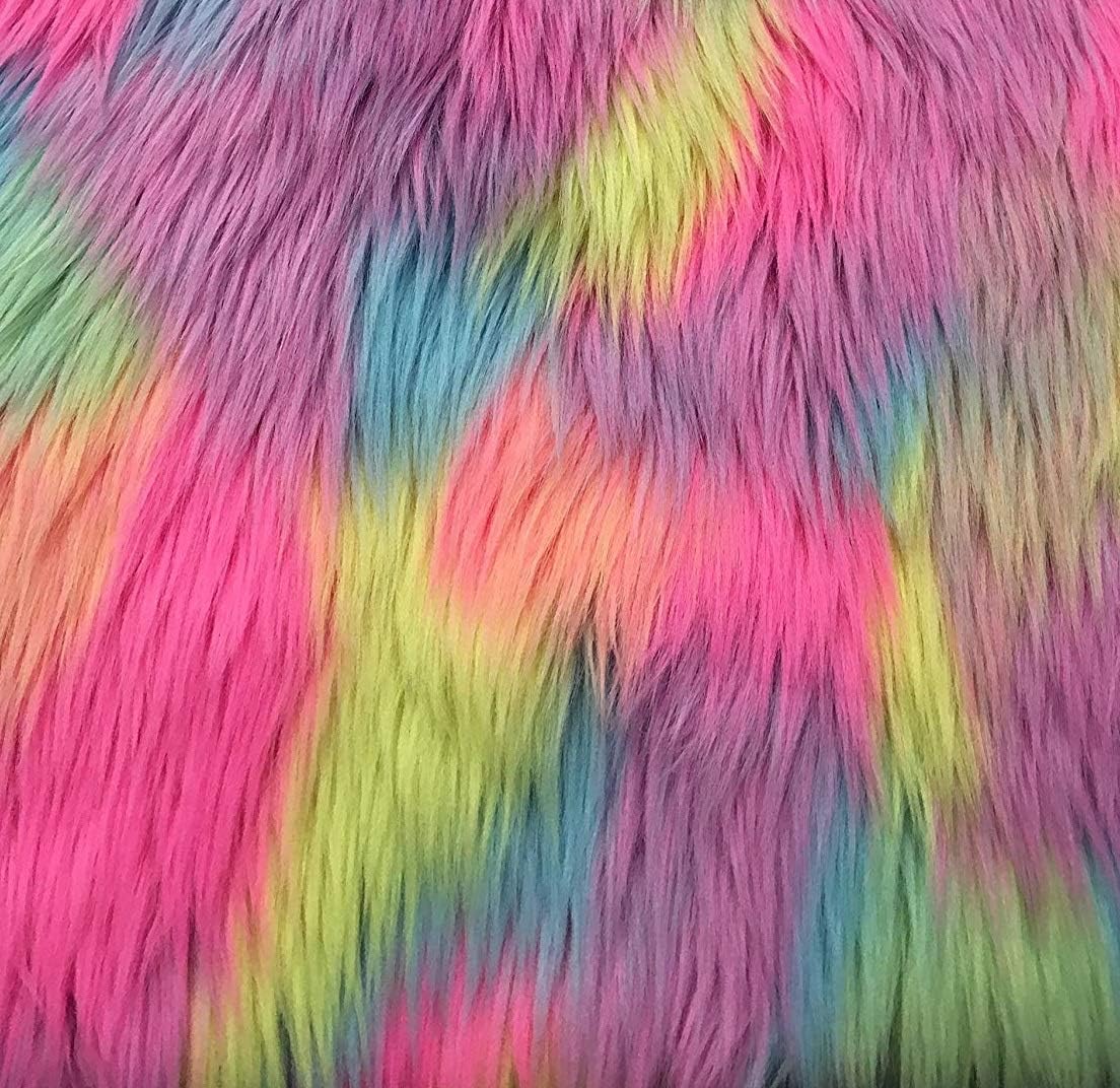 Shaggy Faux Fake Fur Fabric - Half Yard (Pastel Wavy)