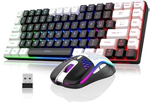 RedThunder K84 Wireless Keyboard and Mouse Combo, RGB Backlit Rechargeable Battery, 75% Layout 84 Keys TKL Ultra Compact Gami