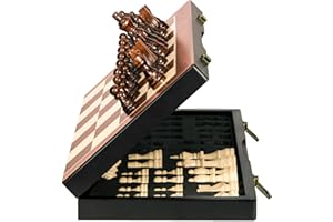 BIVOMON Magnetic Wooden Chess Set 15" Unique Chess Board Game with Chess Pieces Storage Slots, Tournament Portable Folding Travel Chess Sets for Kids Adults Beginner and Pros, 2 Extra Queens