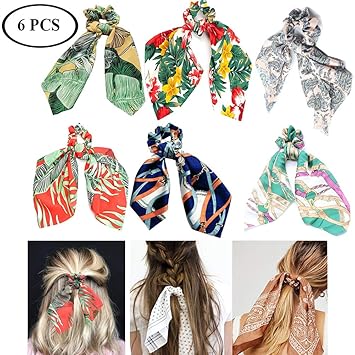 Amazon Com Orgrimmar 6 Pcs Hair Scrunchies Satin Silk Elastic