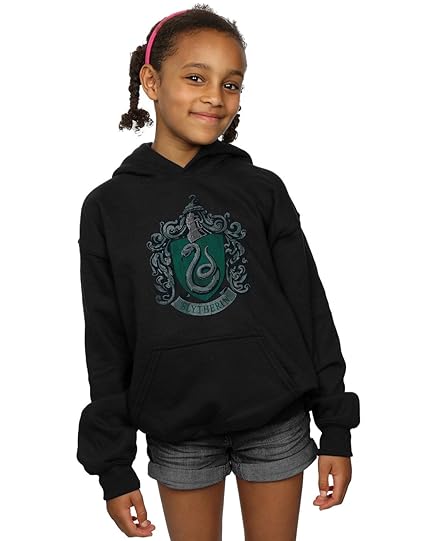 Harry Potter Mädchen Slytherin Distressed Crest Kapuzenpullover