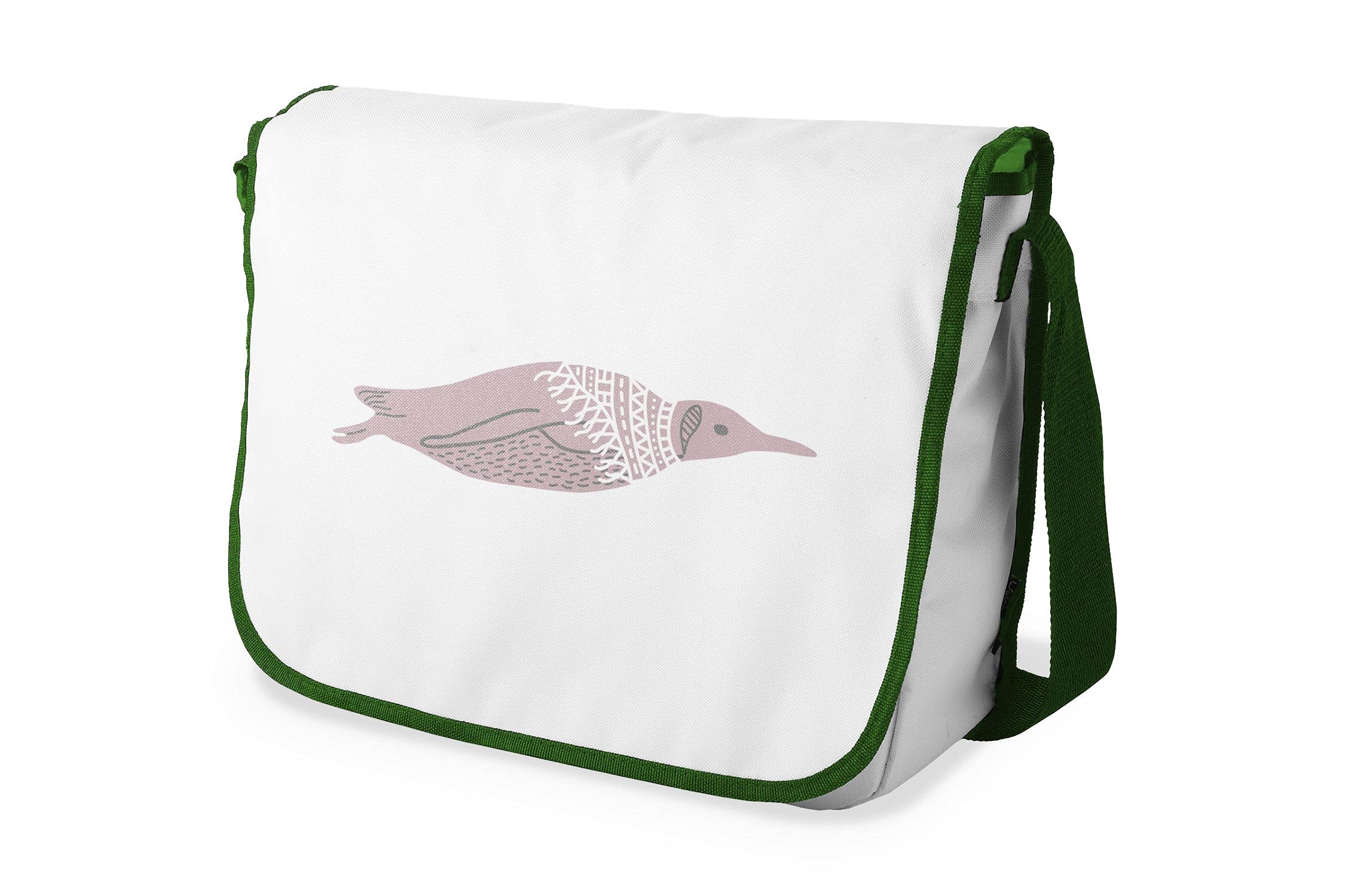 Bonamaison Digitally Printed Messenger School Bag with Khaki Strap for Students, Cross Body Bag, Courier Bag, Shoulder Bag for School, Back to School, Size: 29x36 Cm