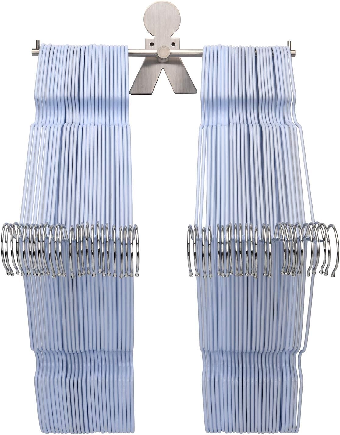 Clothes Hanger Organizer Stacker Storage Holder Rack for Closet and Laundry Room Tidier, Wall Mount, Adhesive or Drilling Installation, Stainless Steel