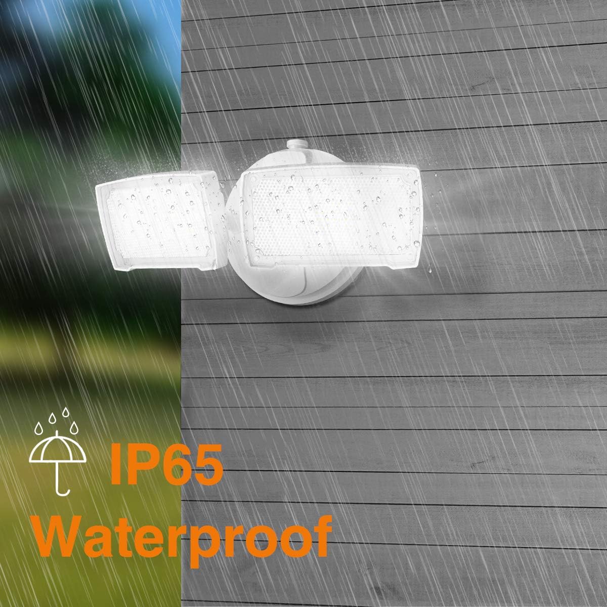 LEPOWER 3000LM LED Flood Light Outdoor, Switch Controlled LED Security Light, 28W Superior Bright Exterior Lights with 2 Adjustable Heads, 5500K, IP65 Waterproof for Garage, Yard, Patio - - 