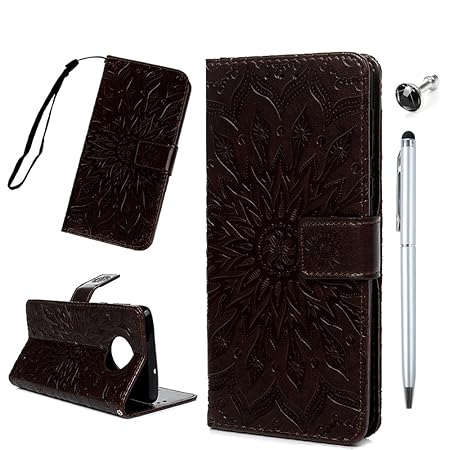 Moto G6 Plus Handyhülle Motorola Moto G6 Plus Hülle Sonnenblume Muster Silikon PU Leder Tasche Flip Case Cover Schutzhülle Ha