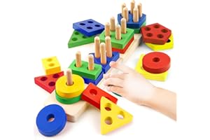 DAISIKI Montessori Toys for 1 2 3 Year Old Girls Boys, Wooden Sensory Toys for 1-3 Year Old Birthday Gifts, Education Toddler Puzzles Toddler Easter Basket Stuffers Learning Toy Activities Puzzles Ages 1-3