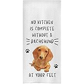 GCFET Dachshund Gifts - Funny Decorative Waffle Dish Towels, Hand & Tea Towels, Perfect for Dachshund Lovers, 16x24 Inches