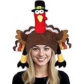 Domkier Thanksgiving Plush Turkey Hat for adults, Turkey Funny Hat for Thanksgiving Night Event
