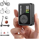 MEGAWHEELS Mini Bike Pump with Gauge, 120/150PSI Bike Tire Inflator with Presta &amp; Schrader Valve, Portable Electric Air Pump Auto Stop, Fast Inflation for E-Bike, Mountain Bike, Scooter, Balls