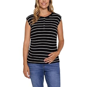 Motherhood Maternity Women's Cap Sleeve Henley Muscle Side Ruched Ribbed Pregnancy Tee Shirt