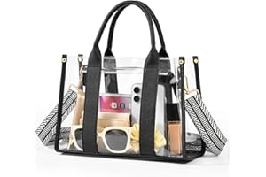 BS-VOG Clear Tote Bags for Women, Clear Bag for Stadium Events with Adjustable Straps, Handbag Purse for Sports Concert Work