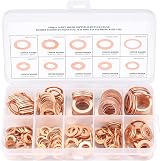 Xiaomoyu 200 Pcs Copper Washers Assorted 9 Sizes with Storage Box