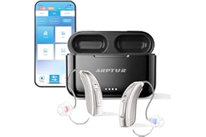 ARPTUR Rechargeable Bluetooth Hearing Aids for Seniors - APP Controlled, Noise Cancelling, Wireless Music Streaming, Hands-Free Phone Calls, OTC Hearing Devices (Gold Doe Clip)