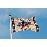 Patriotic God Bless America 4th of July House Flag 3x5 FT Vertical Double Sided Blue Red Star Independence Day Memorial Day Banner Yard Outside Décor