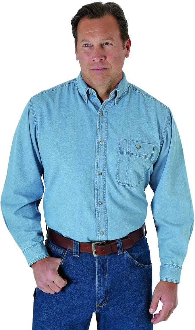 wrangler denim shirts big and tall