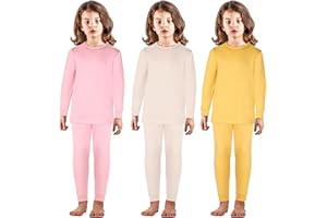 Silkfly 3 Sets 12M-12Y Kid Boys Girls Thermal Underwear Set Fleece Lined Long Winter Johns Base Layer Thermal Top and Bottom
