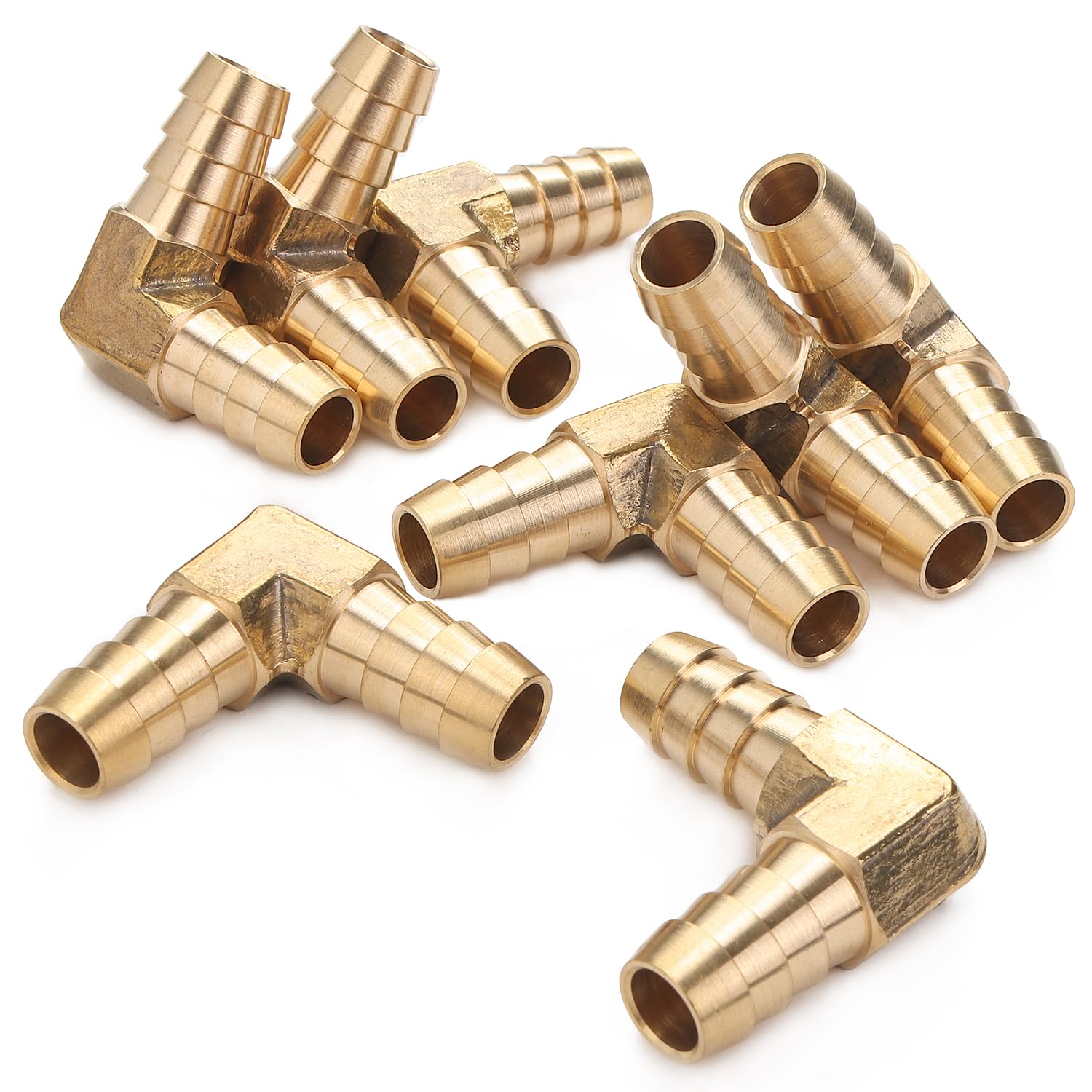 LTWFITTING 90 Deg Elbow Brass Barb Fitting 3/8-Inch x3/8-Inch(10mm) Hose ID Air/Water/Fuel/Oil/Inert Gases (Pack of 25)